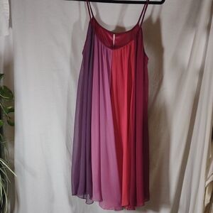 NWT Free People Pinks, Red, Violets, Purples Gradient Slip Midi Dress - Size M